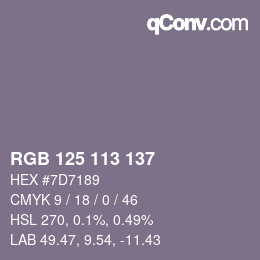 カラーコード: RGB 125 113 137 | qconv.com