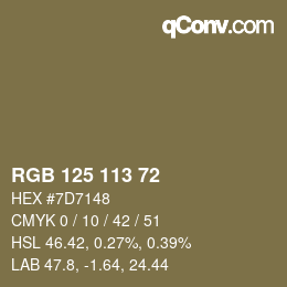 颜色代码: RGB 125 113 72 | qconv.com