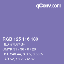 Código de color: RGB 125 116 180 | qconv.com