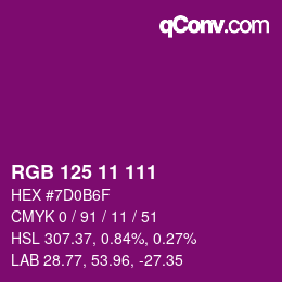 Color code: RGB 125 11 111 | qconv.com