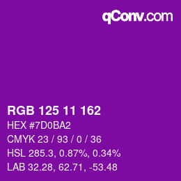 カラーコード: RGB 125 11 162 | qconv.com