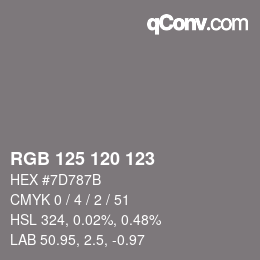 Color code: RGB 125 120 123 | qconv.com