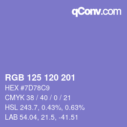 颜色代码: RGB 125 120 201 | qconv.com