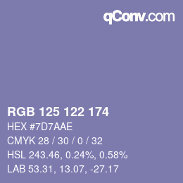 Farbcode: RGB 125 122 174 | qconv.com
