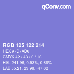 Farbcode: RGB 125 122 214 | qconv.com