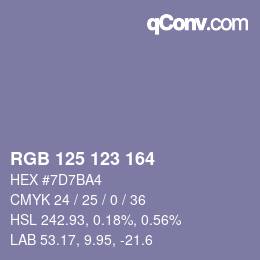 颜色代码: RGB 125 123 164 | qconv.com