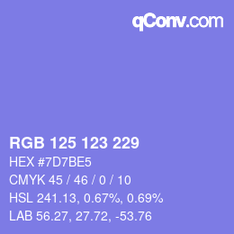 カラーコード: RGB 125 123 229 | qconv.com