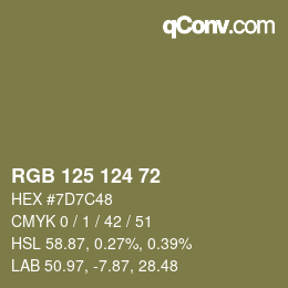 Code couleur: RGB 125 124 72 | qconv.com