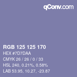 颜色代码: RGB 125 125 170 | qconv.com
