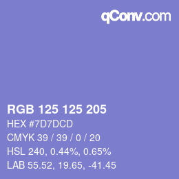 カラーコード: RGB 125 125 205 | qconv.com