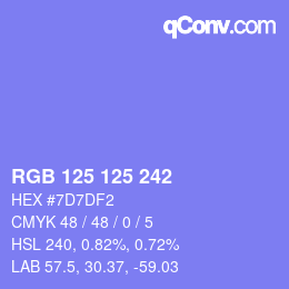 Color code: RGB 125 125 242 | qconv.com