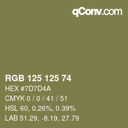 Farbcode: RGB 125 125 74 | qconv.com