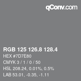 カラーコード: RGB 125 126.8 128.4 | qconv.com