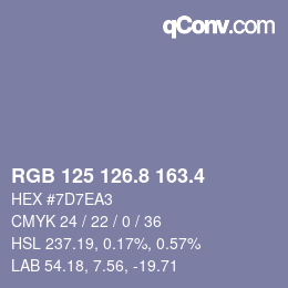カラーコード: RGB 125 126.8 163.4 | qconv.com