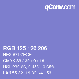 カラーコード: RGB 125 126 206 | qconv.com