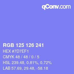 Farbcode: RGB 125 126 241 | qconv.com