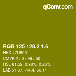 カラーコード: RGB 125 128.2 1.6 | qconv.com