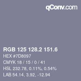 カラーコード: RGB 125 128.2 151.6 | qconv.com