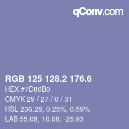 カラーコード: RGB 125 128.2 176.6 | qconv.com