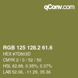 カラーコード: RGB 125 128.2 61.6 | qconv.com