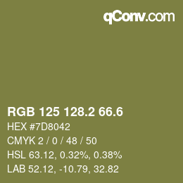 カラーコード: RGB 125 128.2 66.6 | qconv.com