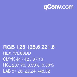 カラーコード: RGB 125 128.6 221.6 | qconv.com