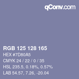 カラーコード: RGB 125 128 165 | qconv.com