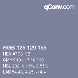 カラーコード: RGB 125 129 155 | qconv.com