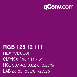 Color code: RGB 125 12 111 | qconv.com