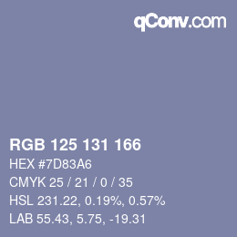 Color code: RGB 125 131 166 | qconv.com