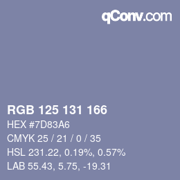 颜色代码: RGB 125 131 166 | qconv.com