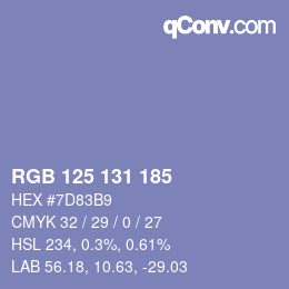 Color code: RGB 125 131 185 | qconv.com