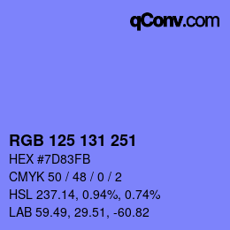 Color code: RGB 125 131 251 | qconv.com