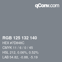 Farbcode: RGB 125 132 140 | qconv.com