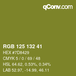 颜色代码: RGB 125 132 41 | qconv.com