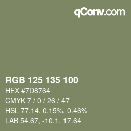 カラーコード: RGB 125 135 100 | qconv.com
