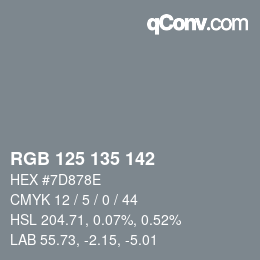 Código de color: RGB 125 135 142 | qconv.com