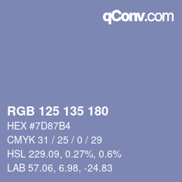 Farbcode: RGB 125 135 180 | qconv.com