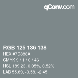 Color code: RGB 125 136 138 | qconv.com