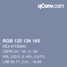 Color code: RGB 125 136 165 | qconv.com