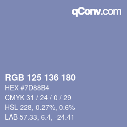 Color code: RGB 125 136 180 | qconv.com