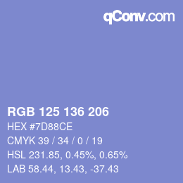 Farbcode: RGB 125 136 206 | qconv.com