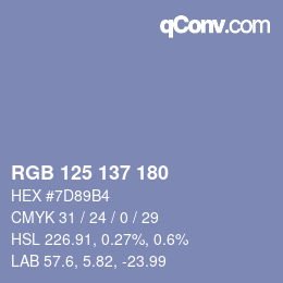 Color code: RGB 125 137 180 | qconv.com