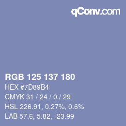 Color code: RGB 125 137 180 | qconv.com