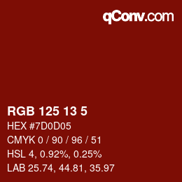 Color code: RGB 125 13 5 | qconv.com