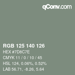 Farbcode: RGB 125 140 126 | qconv.com