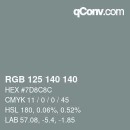 Farbcode: RGB 125 140 140 | qconv.com