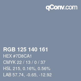 Farbcode: RGB 125 140 161 | qconv.com