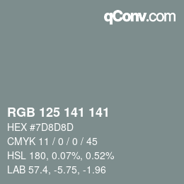 颜色代码: RGB 125 141 141 | qconv.com