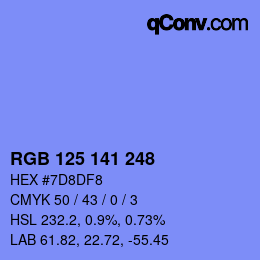 Color code: RGB 125 141 248 | qconv.com